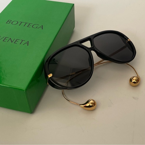 Bottega Veneta Accessories - Bottega Veneta Black and Gold Sunglasses